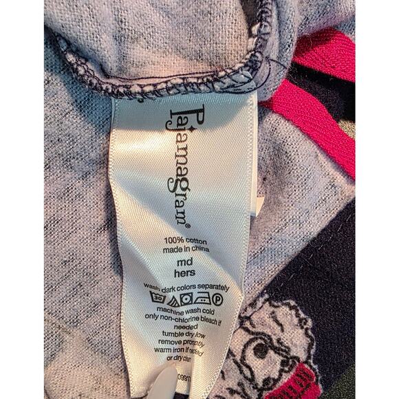 Pajamagram Women’s Med Pajama Top Flannel Navy Blue Dogs Button Up Long Sleeve - Picture 5 of 6